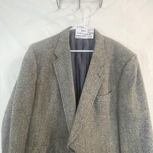 Austin Manor Sport Coat Mens 42R Brown Herringbone Tweed Blazer Elbow Patches